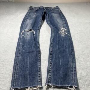 Y2K 2000s Citizens Of Humanity Straight Jeans Womens 27x27 Distress Rips Skinny